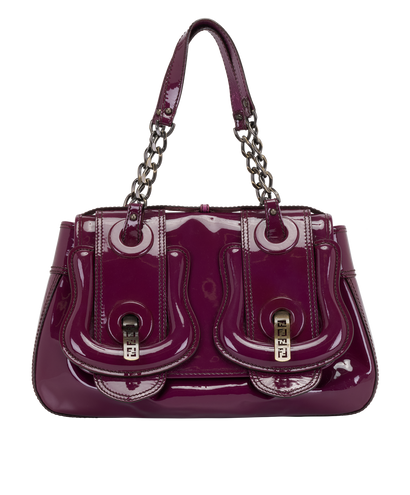 B Bag, &pound;450, Handbags, Purple, Patent Leather, Front view